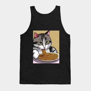 Cat Eating Spaghetti Tank Top